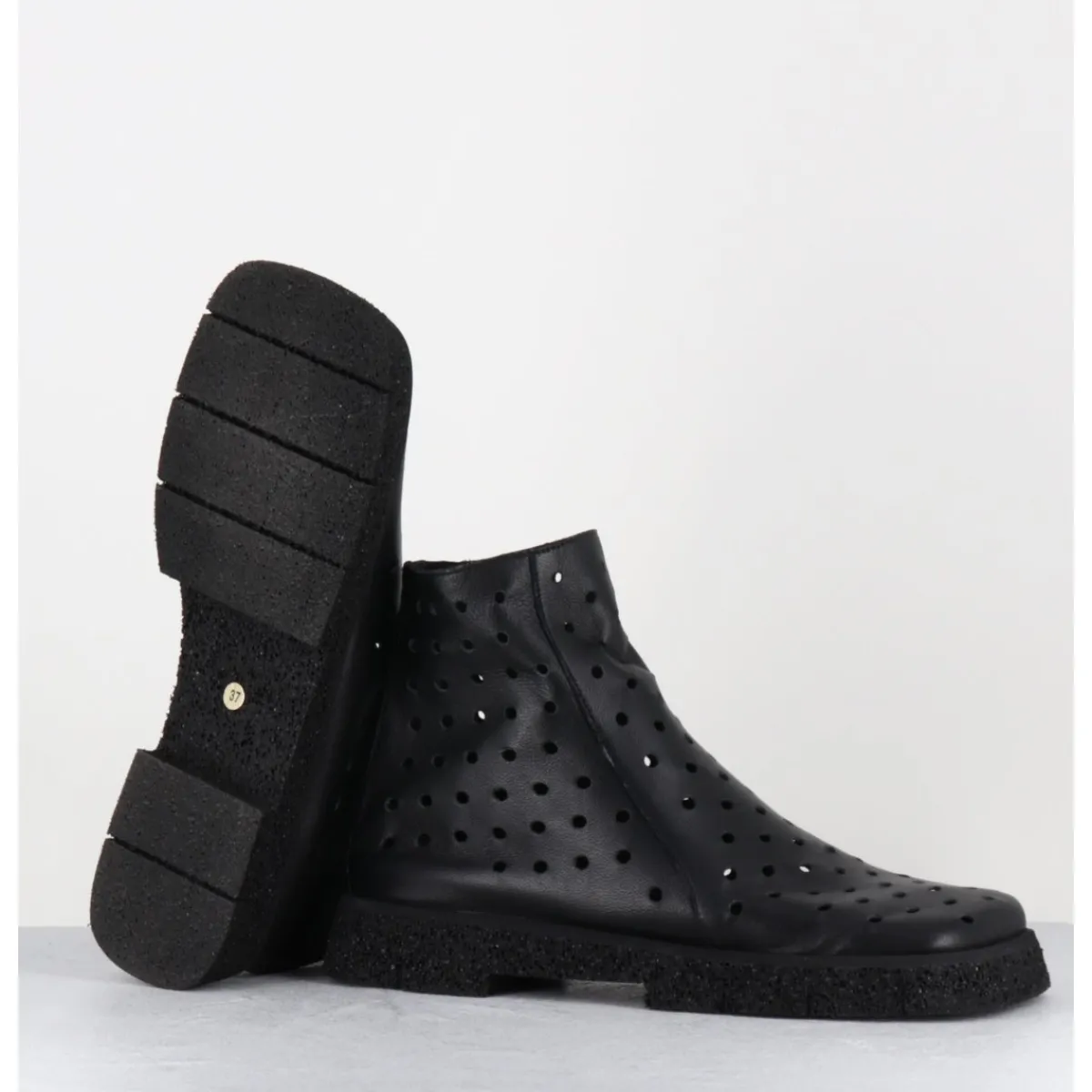 Best ANTONIO BARBATO Boots minimalistes légères en cuir ajouré - 1104 NAPPA NERO NOIR
