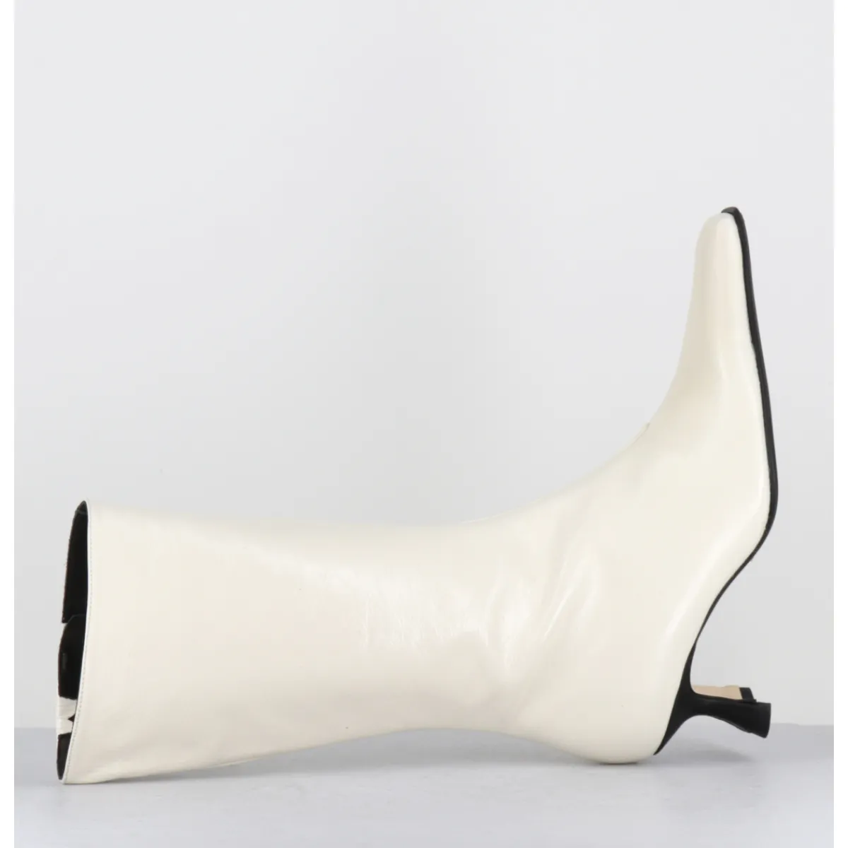 Online MIISTA Boots naplak petit talon noir - RILLA OFF WHITE BOOTS BLANC