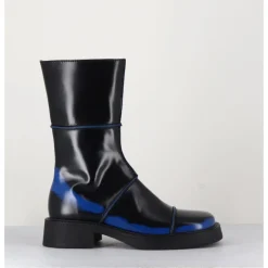 Online E8 BY MIISTA Boots noir & bleu bout carré 90s - eDAHLIA BLU BOOTS