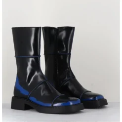 Online E8 BY MIISTA Boots noir & bleu bout carré 90s - eDAHLIA BLU BOOTS