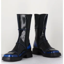Online E8 BY MIISTA Boots noir & bleu bout carré 90s - eDAHLIA BLU BOOTS