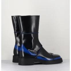 Online E8 BY MIISTA Boots noir & bleu bout carré 90s - eDAHLIA BLU BOOTS