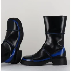 Online E8 BY MIISTA Boots noir & bleu bout carré 90s - eDAHLIA BLU BOOTS