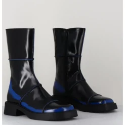 Online E8 BY MIISTA Boots noir & bleu bout carré 90s - eDAHLIA BLU BOOTS