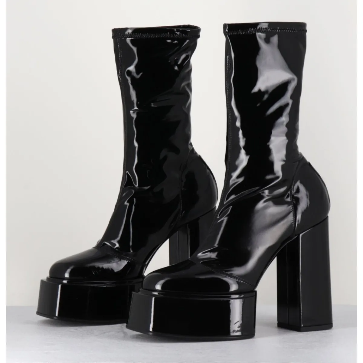 Clearance 3JUIN Boots es vernis stretch - VICTORIA MOK PATENT NOIR