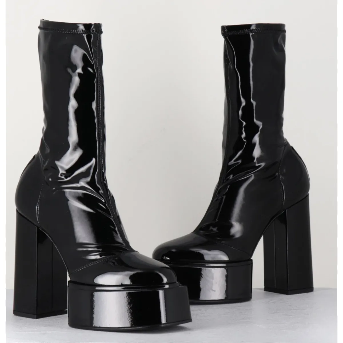 Clearance 3JUIN Boots es vernis stretch - VICTORIA MOK PATENT NOIR