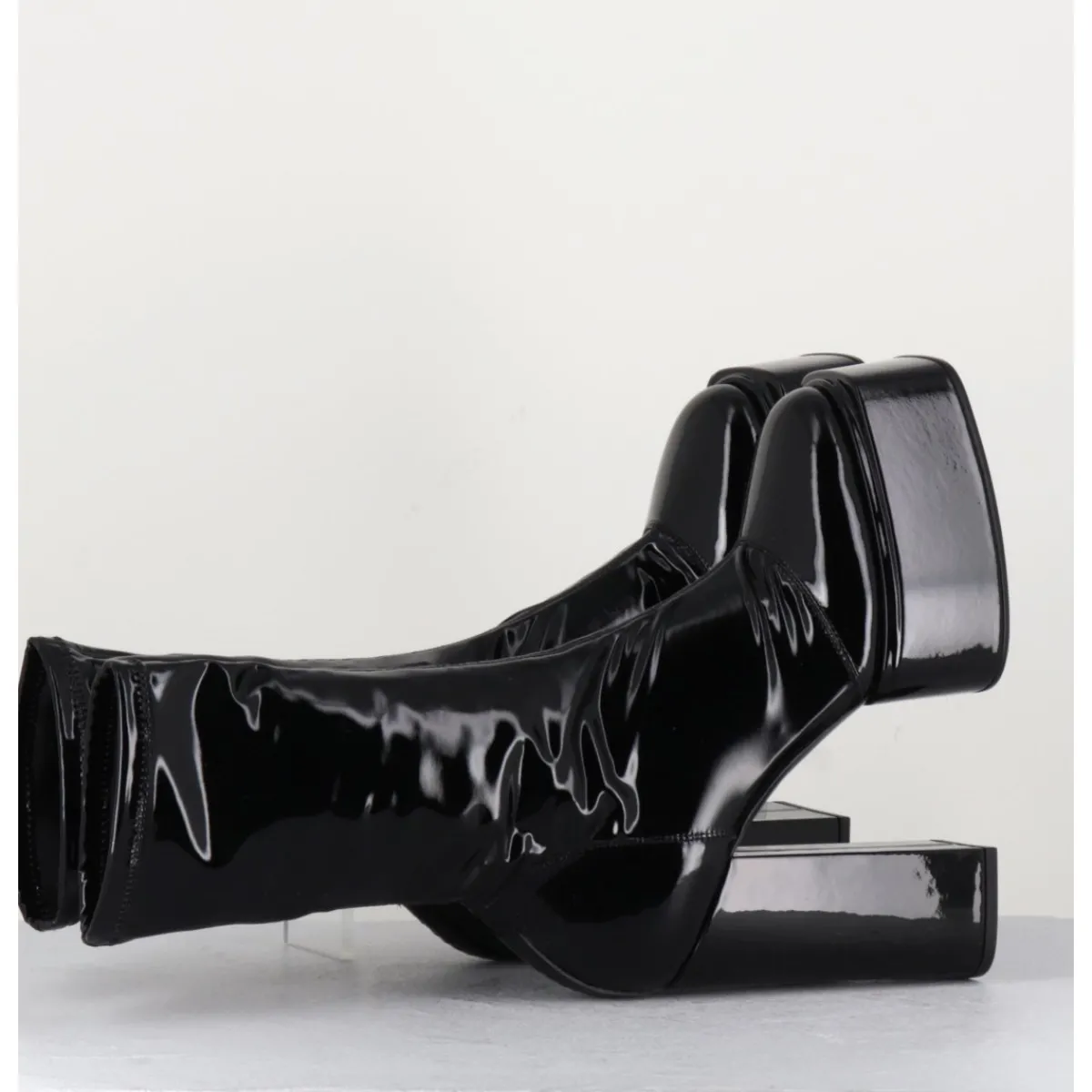 Clearance 3JUIN Boots es vernis stretch - VICTORIA MOK PATENT NOIR