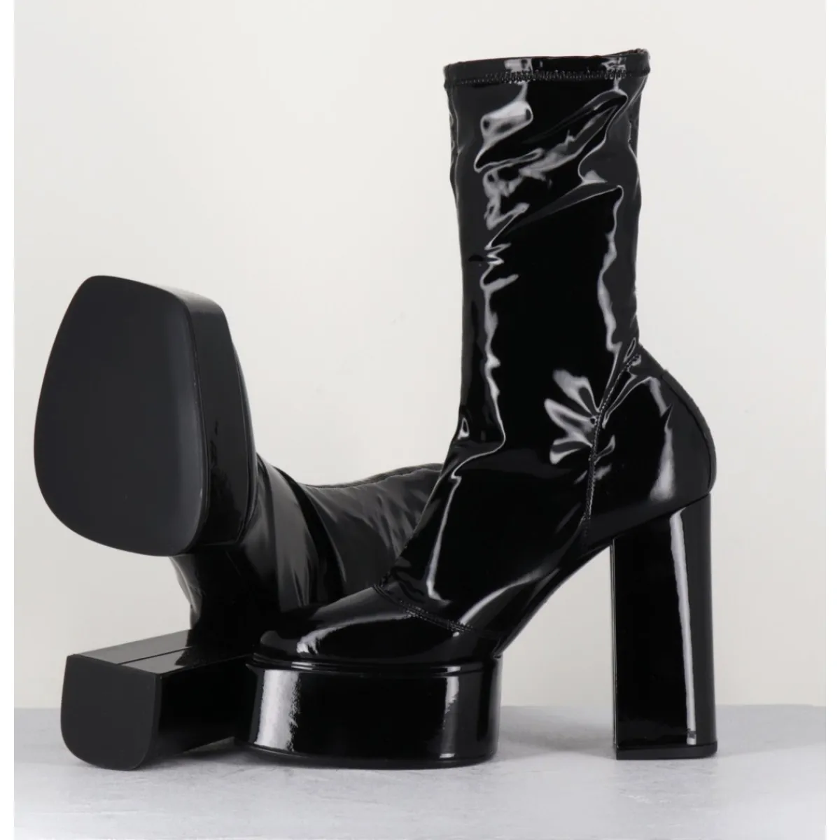 Clearance 3JUIN Boots es vernis stretch - VICTORIA MOK PATENT NOIR