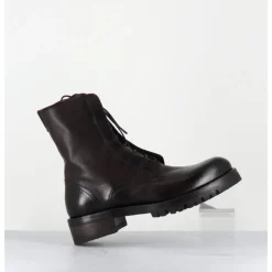 Best ALBERTO FASCIANI Boots plates à lacets en cuir vieilli - CAMIL 70022 TEAK MARRON