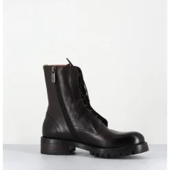 Best ALBERTO FASCIANI Boots plates à lacets en cuir vieilli - CAMIL 70022 TEAK MARRON