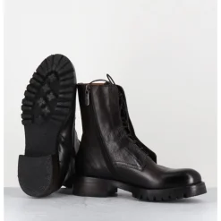 Best ALBERTO FASCIANI Boots plates à lacets en cuir vieilli - CAMIL 70022 TEAK MARRON