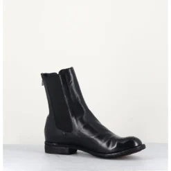 Hot OFFICINE CREATIVE Boots plates en cuir bleu , élastique & bout fleuri - LEXIKON099 NAVY MARINE