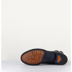 Hot OFFICINE CREATIVE Boots plates en cuir bleu , élastique & bout fleuri - LEXIKON099 NAVY MARINE