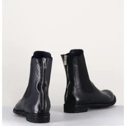 Hot OFFICINE CREATIVE Boots plates en cuir bleu , élastique & bout fleuri - LEXIKON099 NAVY MARINE