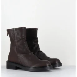 Best GARRICE LAB Boots plates en cuir - NATORI LAVATO T MORO MARRON