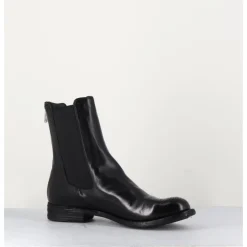 Hot OFFICINE CREATIVE Boots plates en cuir , élastique & bout fleuri - LEXIKON099 NERO NOIR