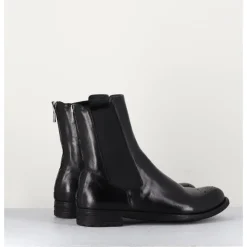 Hot OFFICINE CREATIVE Boots plates en cuir , élastique & bout fleuri - LEXIKON099 NERO NOIR