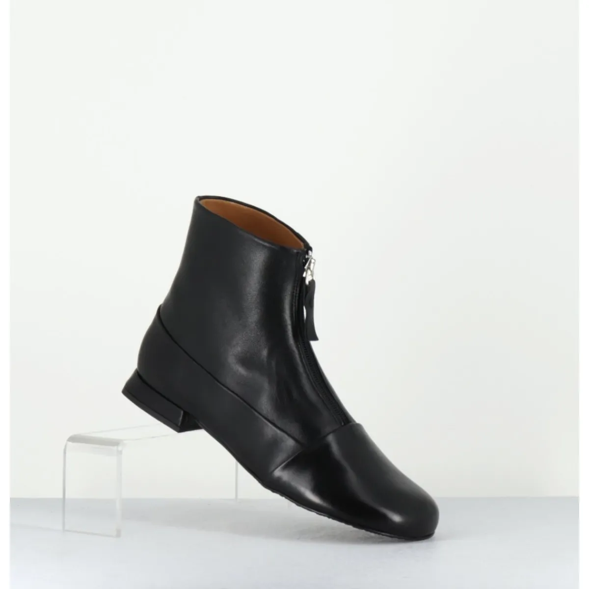 Online AUDLEY Boots plates en cuir souple à zip - MARIA BLACK NAPPA NOIR
