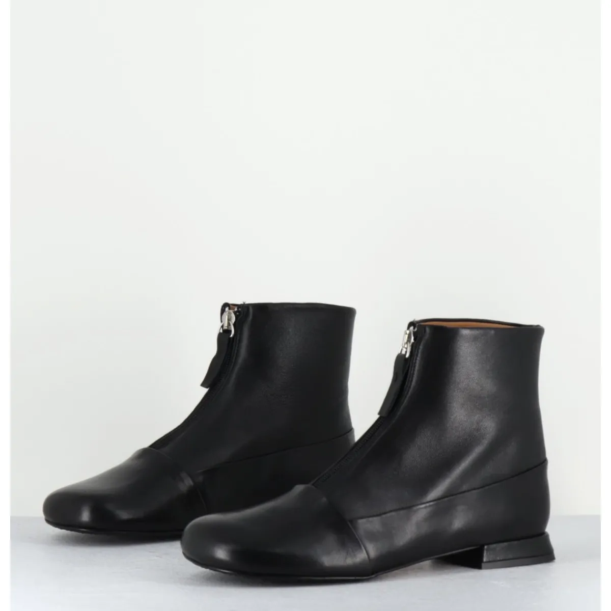 Online AUDLEY Boots plates en cuir souple à zip - MARIA BLACK NAPPA NOIR