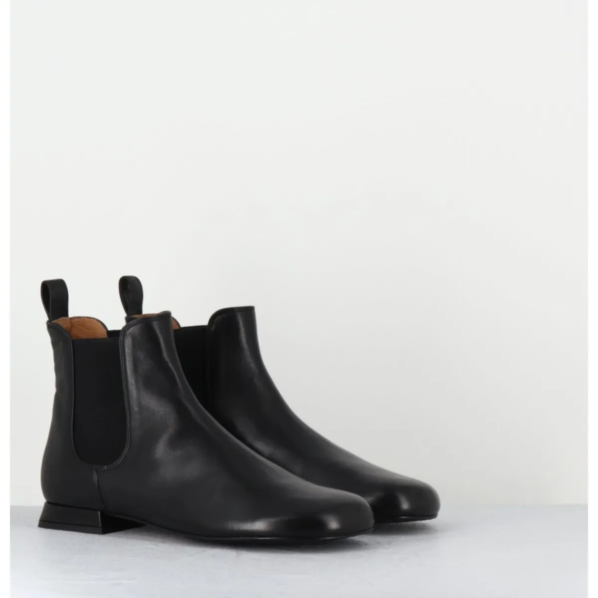 New AUDLEY Boots plates en cuir souple à élastiques - POURA BLACK NAPPA NOIR