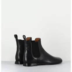 New AUDLEY Boots plates en cuir souple à élastiques - POURA BLACK NAPPA NOIR