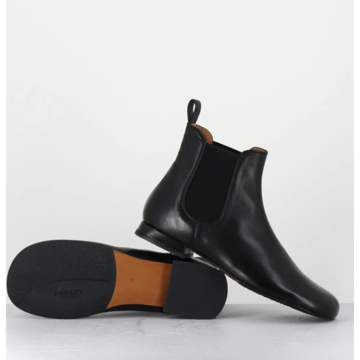 New AUDLEY Boots plates en cuir souple à élastiques - POURA BLACK NAPPA NOIR