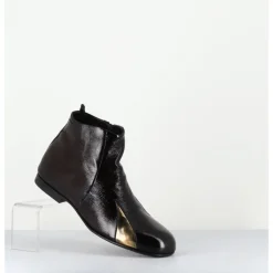 Clearance HOTTO Boots plates en cuir vernis souple & doré - 60464 MORO LAMIN ORO MARRON