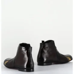 Clearance HOTTO Boots plates en cuir vernis souple & doré - 60464 MORO LAMIN ORO MARRON