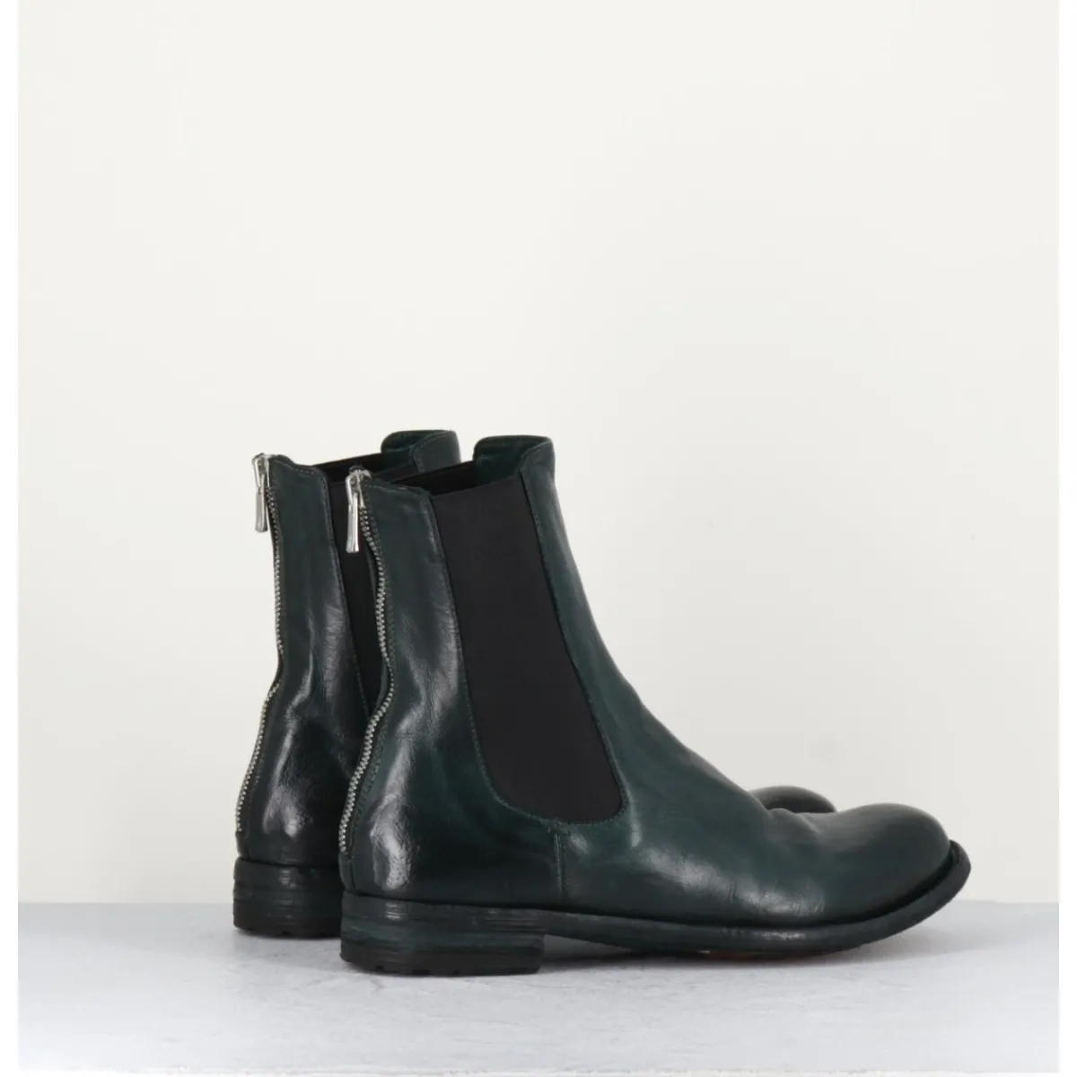 New OFFICINE CREATIVE Boots plates en cuir & élastique - LEXIKON073 FRENCH LOVER VERT