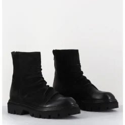 Hot GARRICE LAB Boots plates en daim gras - STABI KATHY NERO NOIR
