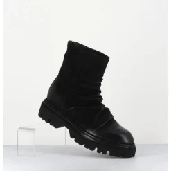 Hot GARRICE LAB Boots plates en daim gras - STABI KATHY NERO NOIR
