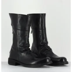 Best OFFICINE CREATIVE Boots plates mi-haute en cuir à zip arrière - LEGRAND125H24 NERO NOIR
