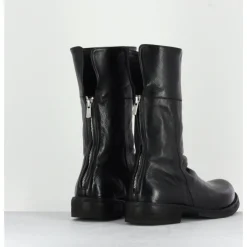 Best OFFICINE CREATIVE Boots plates mi-haute en cuir à zip arrière - LEGRAND125H24 NERO NOIR