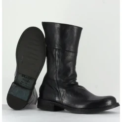 Best OFFICINE CREATIVE Boots plates mi-haute en cuir à zip arrière - LEGRAND125H24 NERO NOIR