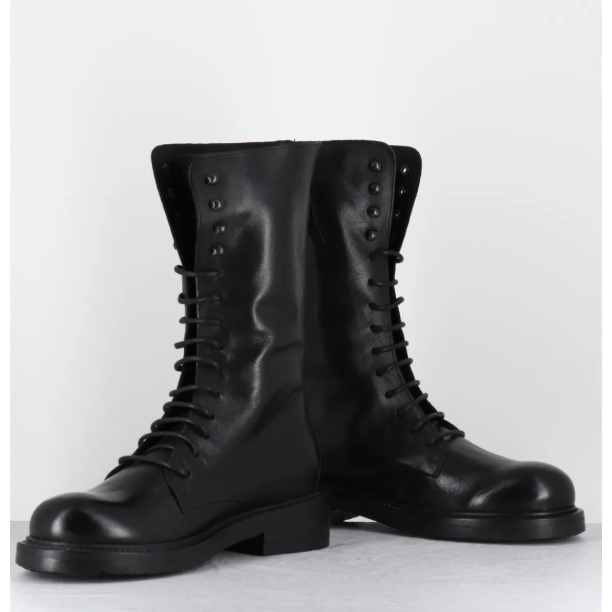 Sale GARRICE LAB Boots rangers à lacet en cuir bout rond - HANOU DAVIS NERO NOIR