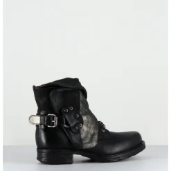 Sale A.S.98 Boots rangers à lacets en cuir et doré asymétriques - 259211 NERO NOIR