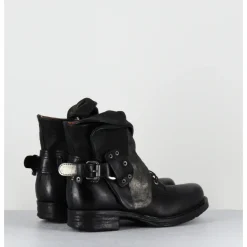 Sale A.S.98 Boots rangers à lacets en cuir et doré asymétriques - 259211 NERO NOIR