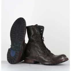 Hot MOMA Boots rangers à lacets en cuir lavé kaki - 71302 CUSNA TRAFFORD