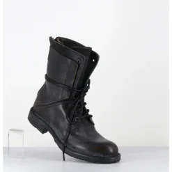 Online MOMA Boots rangers à lacets en cuir brossé - 77406 CUSNA NERO NOIR