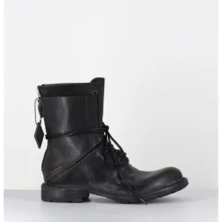 Online MOMA Boots rangers à lacets en cuir brossé - 77406 CUSNA NERO NOIR