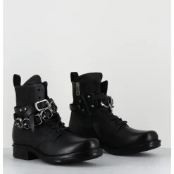 Online A.S.98 Boots rangers à lacets en cuir sangle à boucle - A50211 NERO NOIR