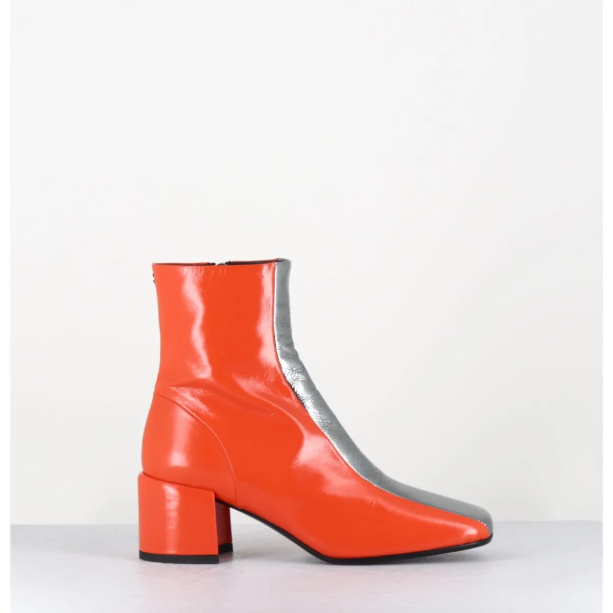 Clearance HALMANERA Boots 70s cuir & métal argent - CECIL13 NESPOLA SILVER ORANGE