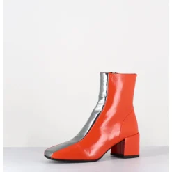 Clearance HALMANERA Boots 70s cuir & métal argent - CECIL13 NESPOLA SILVER ORANGE