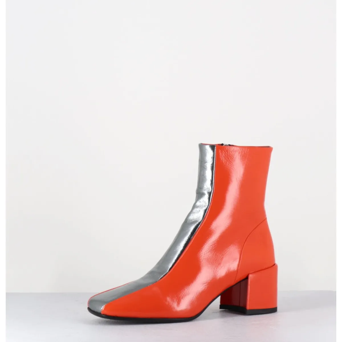 Clearance HALMANERA Boots 70s cuir & métal argent - CECIL13 NESPOLA SILVER ORANGE