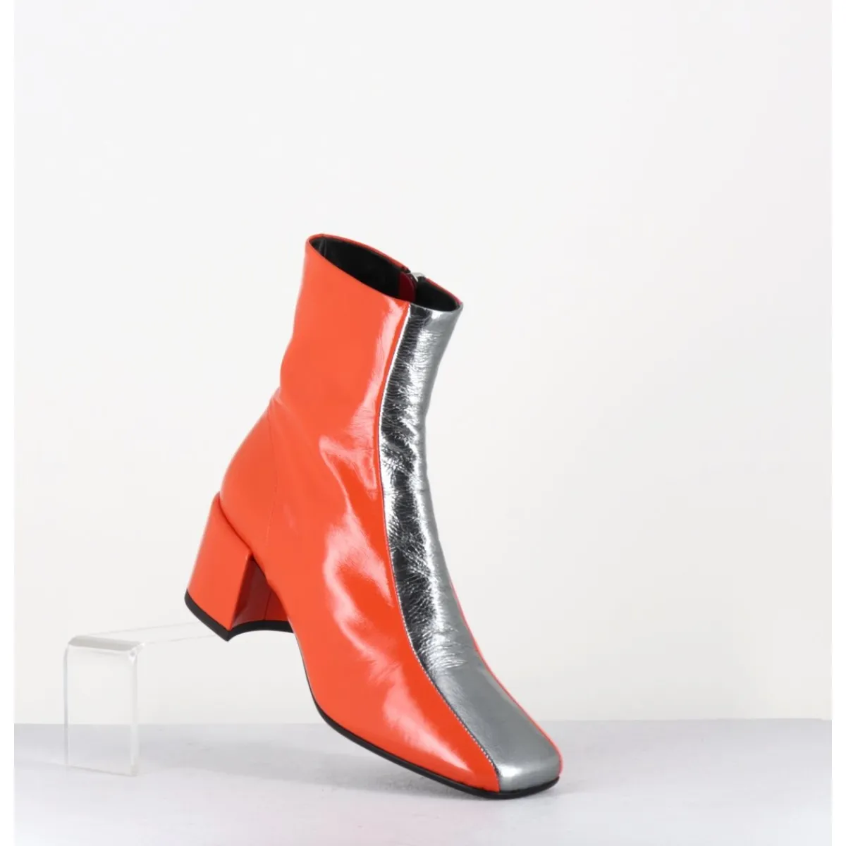Clearance HALMANERA Boots 70s cuir & métal argent - CECIL13 NESPOLA SILVER ORANGE