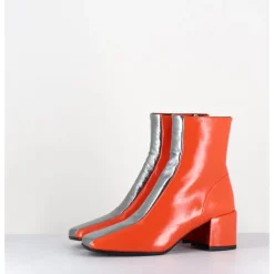 Clearance HALMANERA Boots 70s cuir & métal argent - CECIL13 NESPOLA SILVER ORANGE