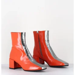 Clearance HALMANERA Boots 70s cuir & métal argent - CECIL13 NESPOLA SILVER ORANGE