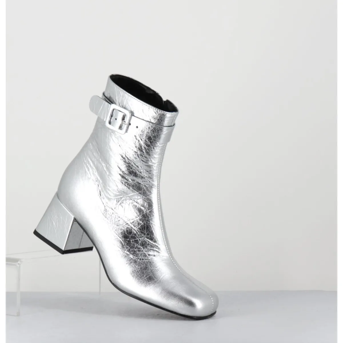 Discount ROTTA Boots 60s en cuir métallisé - XERT SCRATCH SILVER ARGENT