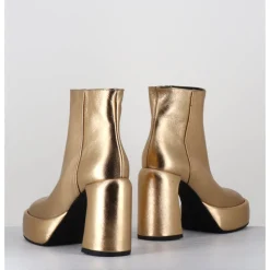 ELENA IACHI Boots 70s en cuir métallisé doré - E3303 BITTER GOLD DORE