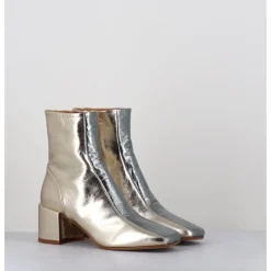 Best HALMANERA Boots 70s en cuir métallisé or & argent - CECIL13 METAL PLATINO DORE